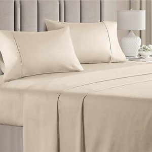 100% Cotton 400 Thread Count 4 Piece Sheet Set - Soft & Cozy Sateen Bed Sheets - CGK Linens - 1 of 4