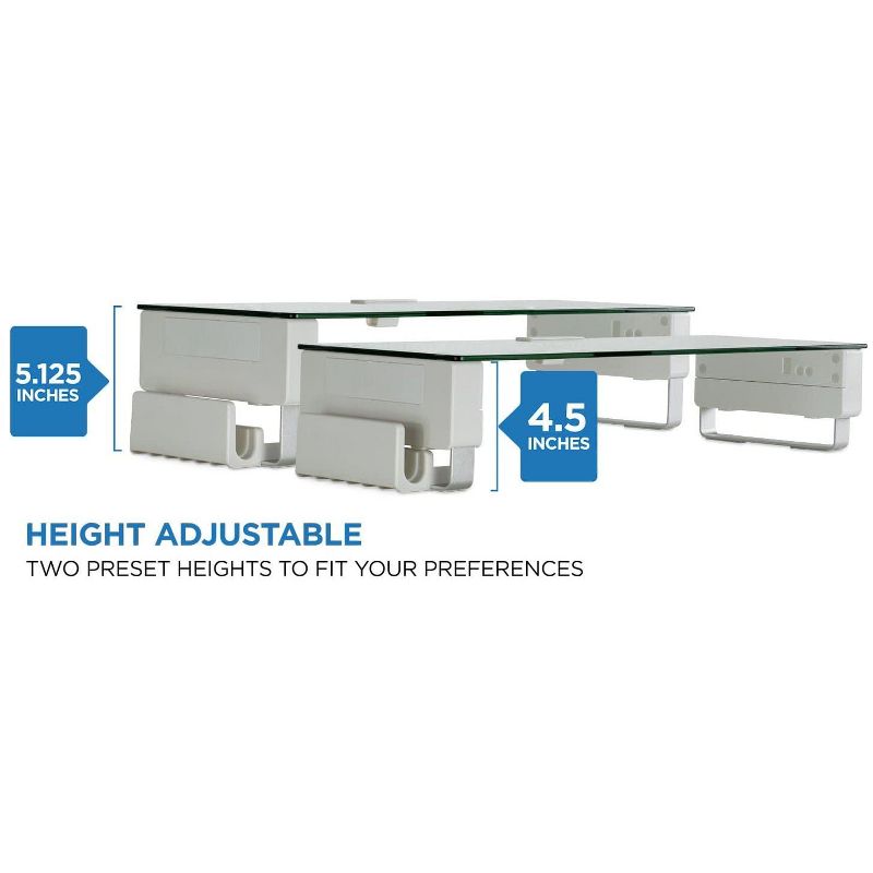 Mount-It! Tempered Glass & Aluminum Computer Monitor Stand with Brushed Aluminum Legs | 66 lbs. Weight Capacity, 5 of 9