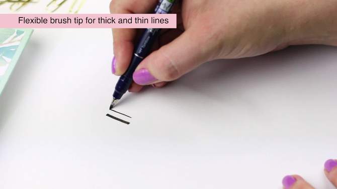 2pk Tombow Fudenosuke Calligraphy Fine Point Brush Pens - Black, 2 of 9, play video