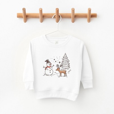 The Juniper Shop Deer Snowman Scene Toddler Graphic Sweatshirt