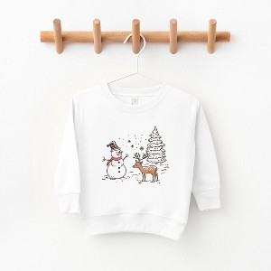 The Juniper Shop Deer Snowman Scene Toddler Graphic Sweatshirt - 1 of 3