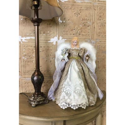 16" Silver and White Porcelain Angel Christmas Tree Topper