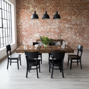 Homy Casa Extendable Dining Table, Rustic Brown Wood Top & Black Metal Base – Industrial Modern Style - 1 of 4