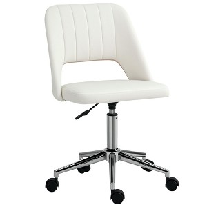 Modern Mid Back Office Chair with Velvet Fabric, Swivel Computer Armless Desk Chair with Hollow Back Design for Home Office - 1 of 4