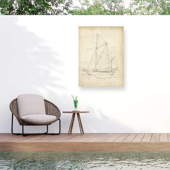 "Sailboat Blueprint V" Outdoor Canvas