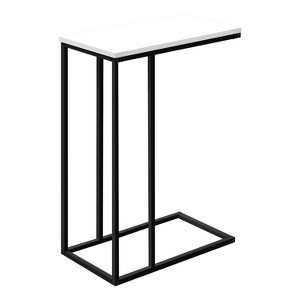 Monarch Specialties Accent Table C-Shaped End Side Snack Living Room Bedroom Metal Laminate White Black Contemporary Modern - 1 of 4