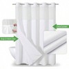 White hotel luxury decor shower curtain with linen texture and snap - in fabric liner, mesh top window - 2 of 4