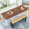 Lirago Rectangle Office Dining Table 78.7" Large Desktop Sturdy MDF Board Heavy Duty Iron Pipe Legs Industrial Style Brown - 3 of 4