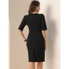 Allegra K Women's Short Sleeve Knee Length Ruched Business Work Sheath Dress - 3 of 4