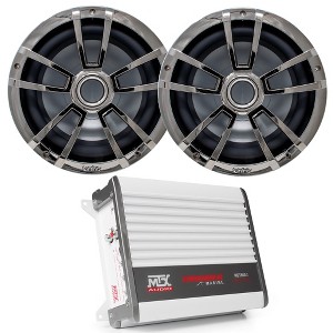 Infinity - Two 10MBLCR 10" OEM Replacement 250W Marine LED Subwoofer - Chrome, with MTX WET500.1 500W Mono Amplifier - 1 of 4