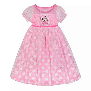 Kids Disney Minnie Mouse Polka Dot Princess Night Gown Pajamas - 1 of 1