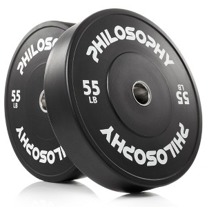 Philosophy Gym Set of 2 Olympic 2-Inch Rubber Bumper Plates Black - 1 of 4