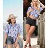 HAPPY BAY Women's Summer Peace Sign V Finger Top Shirts Short Sleeve Button Down Patriotic Hawaiian Shirt for Women - 4 of 4