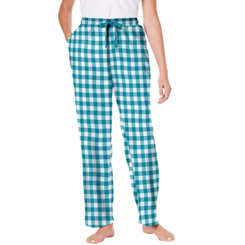 Dreams & Co. Women's Plus Size Cotton Flannel Pants, 34/36 - Dark Turq  Buffalo Check : Target