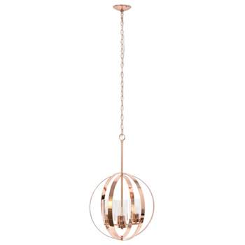 3-Light 18" Adjustable Industrial Globe Hanging Metal/Clear Glass Ceiling Pendant - Lalia Home