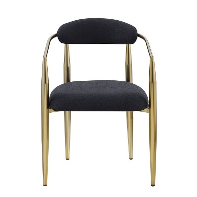 NicBex Set of 2 Dining Chair Modern Kitchen Accent Chair with Round Boucle Backrest and Metal Legs for Dining Room