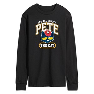 Men's - Pete the Cat - It's All Groovy Collegiate Long Sleeve Graphic T-Shirt - 1 of 4