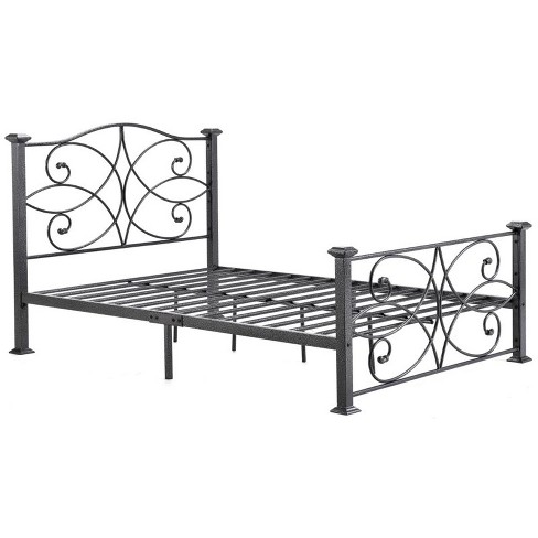 Complete Metal Full Size Bed In Black Silver Hodedah Target