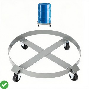 55-Gallon Drum & Garbage Can Dolly Set of 2 - Heavy-Duty Metal Dolly w/ Cross Braces and Caster Wheels - 1 of 4