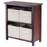 5pc Verona Set Storage Shelf with Folding Fabric Baskets Walnut/White - Winsome