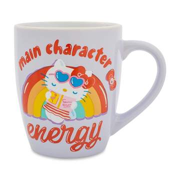 Silver Buffalo Sanrio Hello Kitty "Main Character Energy" Curved Latte Mug | Hold 25 Ounces