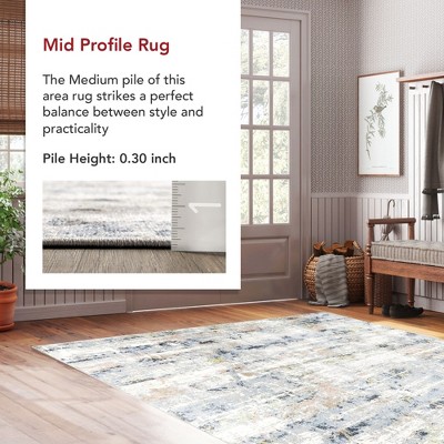 Aaliyah Blue Abstract 8' x 10' Washable Area Rug