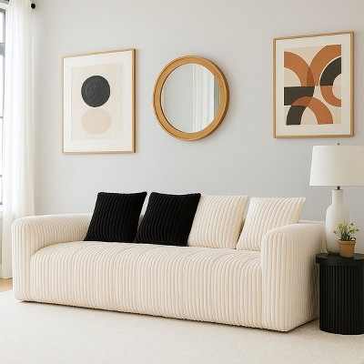 Corduroy Multi-Seat Sofa,Two-Seater with Solid Wooden Frame,Elegant Neutral Tones for Living Rooms and Offices - The Pop Home