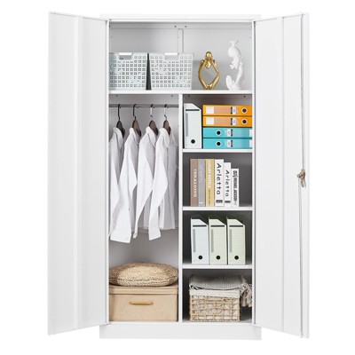 Mlezan 72" Metal Storage Cabinet: Lockable Steel Wardrobe for Office, Home, School, Gym, or Hotel.  Durable and Versatile Employee Locker.