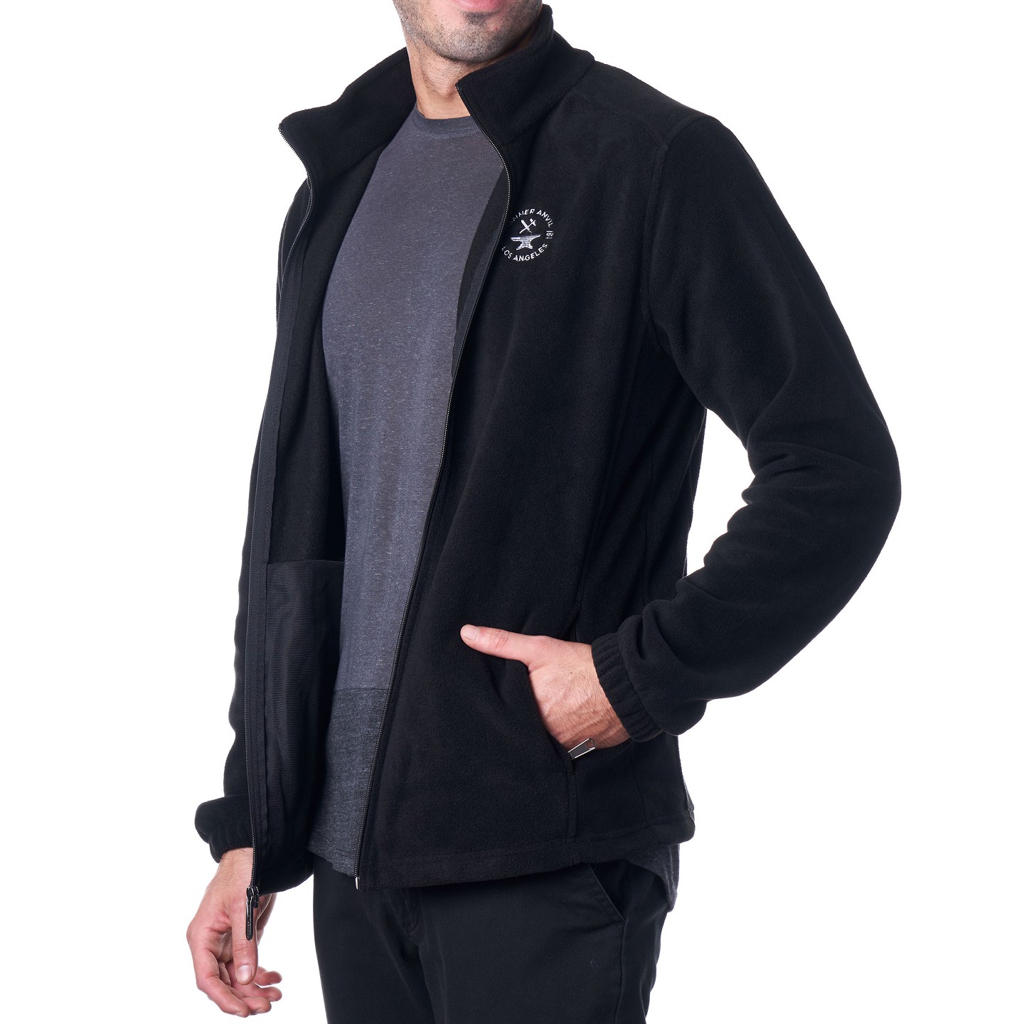 Мужская куртка Hammer Anvil Full Zip Up Warm Polar Fleece Jacket Medium BLK — фото 4