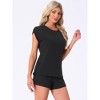 INSPIRE CHIC Women's Summer Pajamas Knit Tops with Shorts Round Neck Casual Lounge Sets - 2 of 4