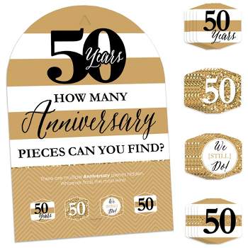 Big Dot of Happiness We Still Do - 50th Wedding Anniversary - Anniversary Party Scavenger Hunt - 1 Stand and 48 Game Pieces - Hide and Find Game