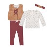 Nicole Miller Baby Girls 4 Piece Faux Fur Vest Set Deco Rose/Candied Ginger - 2 of 4