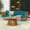 Christopher Knight Home Panfilo Acacia Wood Upholstered 3 Seater Daybed with Coffee Table - 2 of 4