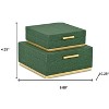 HomeRoots Set of Two Green And Gold Striped Square Nesting Storage Boxes With Lids - 3 of 4