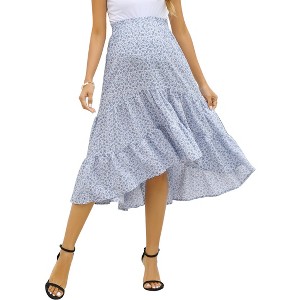 High waisted pregnant woman strap pleated skirt 8 # royal blue_XL - 1 of 1