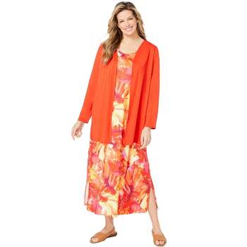 Woman Within Women's Plus Size Tropical Jacket and Dress Set