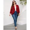 Women's Ruffled Hem Blazer Cardigan, Single-Button Lapel Jacket with 3/4 Sleeves for Casual & Office Wear - 3 of 4