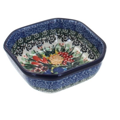 Blue Rose Polish Pottery Summer Blooms Small Square Dish