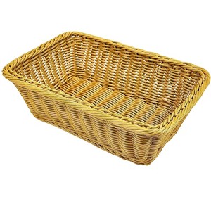 Aoibox Hand Woven Poly Wicker Bread Basket, Food Storage Organizer for Fruits, Vegetables, Snacks, Tabletop Serving, Restaurant, Hotel, Brown - 1 of 4