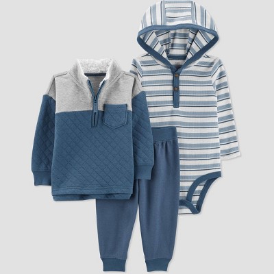 Carter's Just One You® Baby Boys' Quilted Top & Bottom Set - Blue/Gray 3M