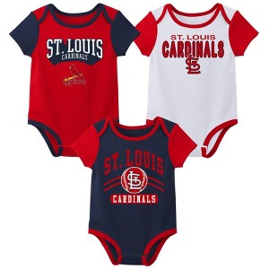 MLB St. Louis Cardinals Infant Boys' 3pk White Bodysuit - 1 of 4