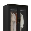 Keloyid Black Wood 31.5 in. Armoire with 2 Drawers and 2 Glass Doors - 2 of 4