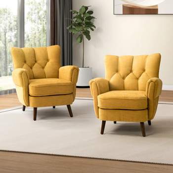Set of 2 Dittmar Mid Century Club Chair with Wingback and Button-tufted Design  | ARTFUL LIVING DESIGN