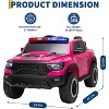 12V Kids Ride On Police Car with Remote Control, Electric Pickup Truck for Toddlers, 3 Speeds, Spring Suspension, LED Lights - 4 of 4