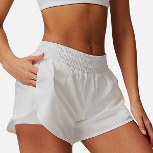 Anna-Kaci Active Women's High Waist Double Layered Running Shorts with Elastic Waistband and Curved Hem - 1 of 4