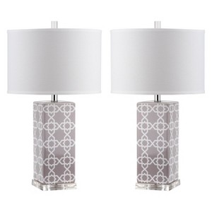 Quatrefoil Table Lamp - Gray (Set of 2) - Safavieh , Gray/White