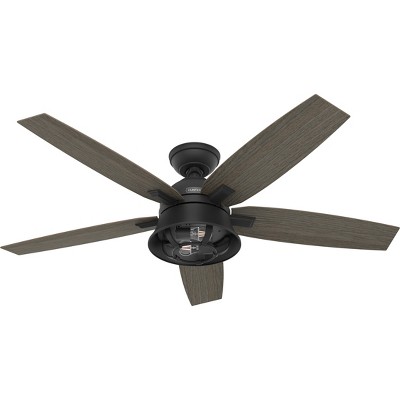 52" Hampshire Ceiling Fan with LED Light Matte Black - Hunter Fan: Reversible Motor, ETL Listed, Remote Control