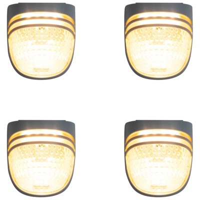 Dappled-Pebble Gray Solar Powered LED Deck Light Pack, 4 Pack