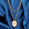 Slickblue Double Chain FAITH/LOVE Pendant Necklace, 16" Stainless Steel with Cable and Saturn Chain, 3 Color Option - 2 of 2