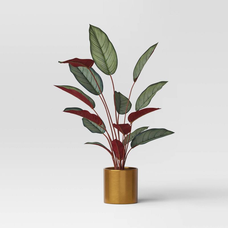 Artificial Evergreen Leaf in Gold Pot - Threshold&#8482;, 1 of 6